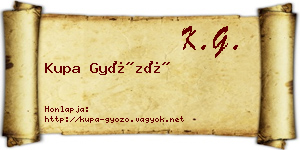 Kupa Győző névjegykártya
